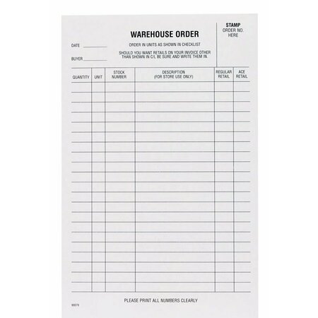 CENTURION WAREHOUSE ORDER PAD 90079